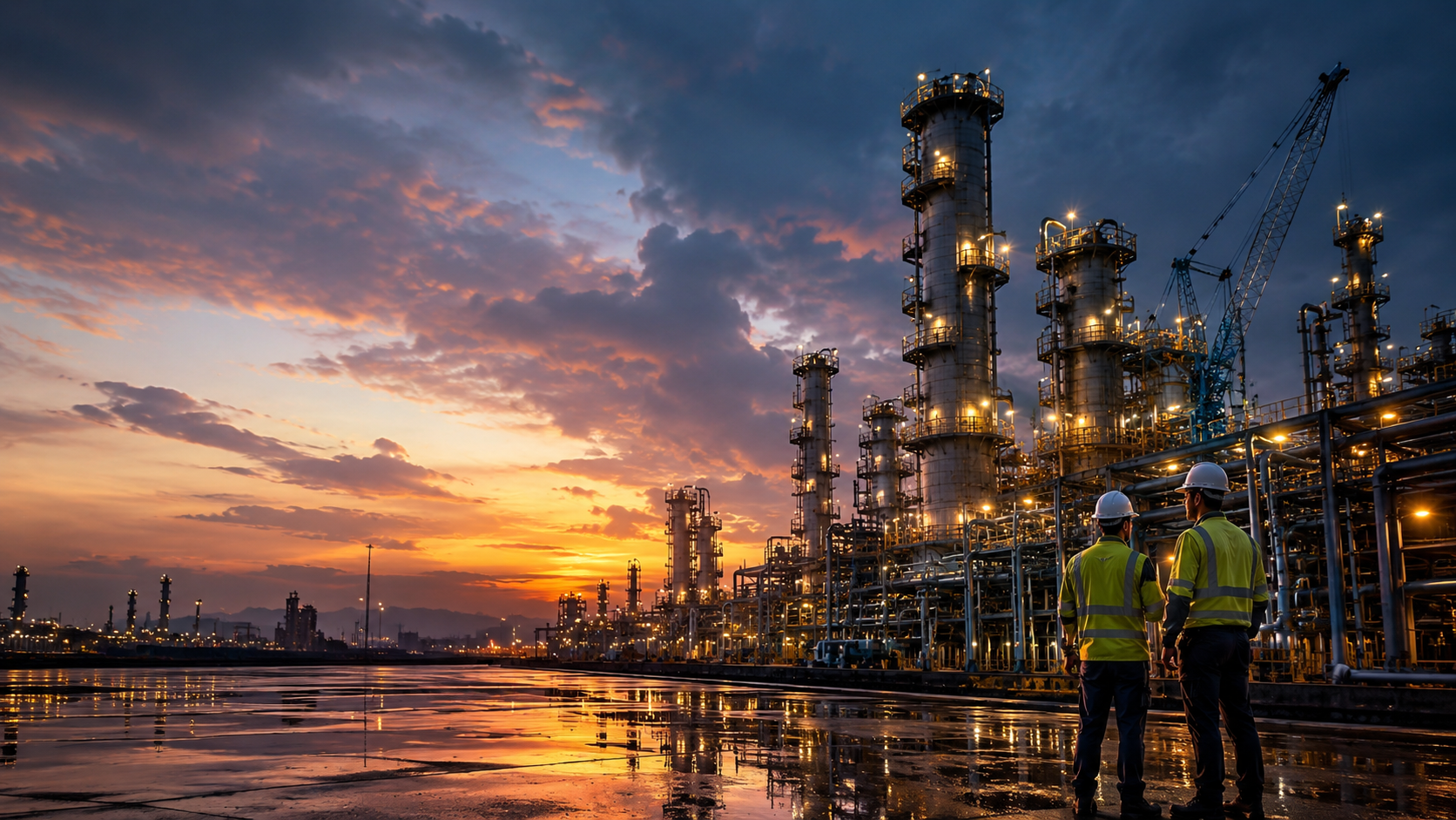 Industrial refinery at twilight