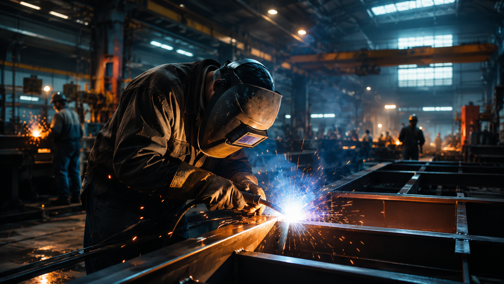 Industrial welding in a workshop