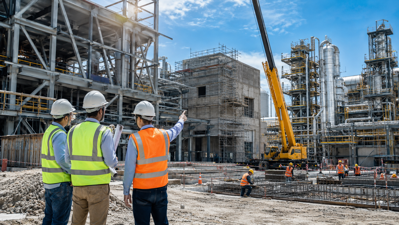 Industrial construction site in progress