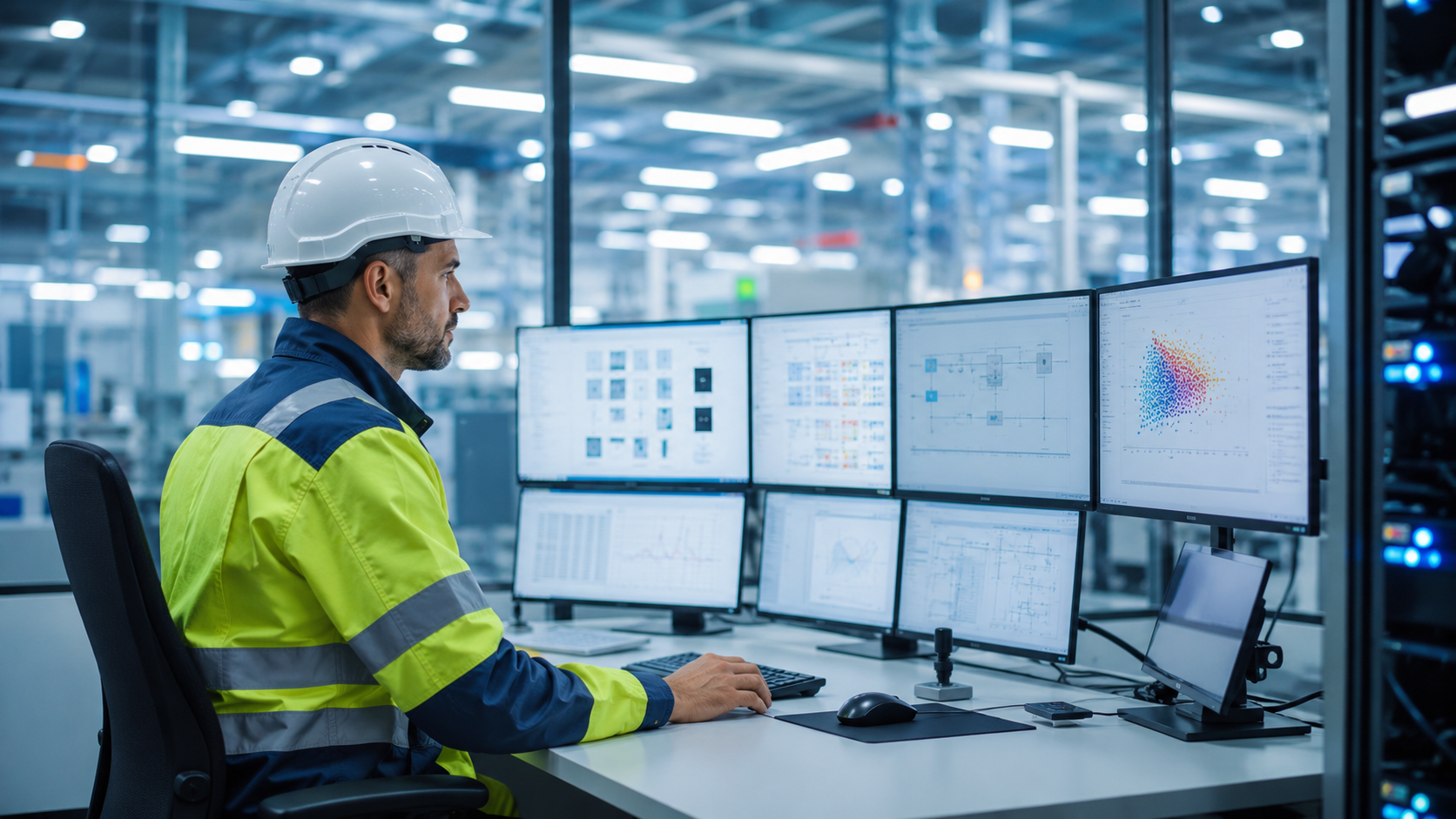 Modern industrial control room setup